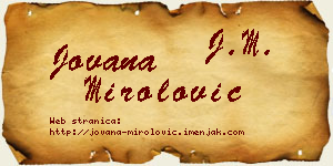 Jovana Mirolović vizit kartica